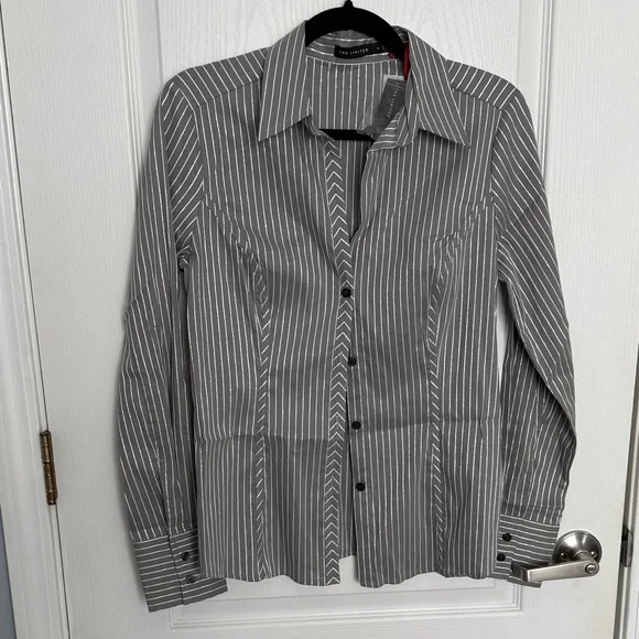 Striped Women’s Button Up Shirt - Picture 1 of 9